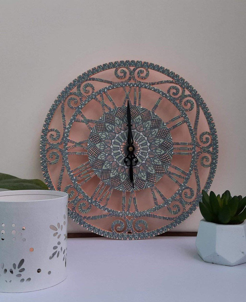 Buy Upcycled Hand-Painted Mandala Wall Clock Round 28 cm | Shop Verified Sustainable Clock on Brown Living™