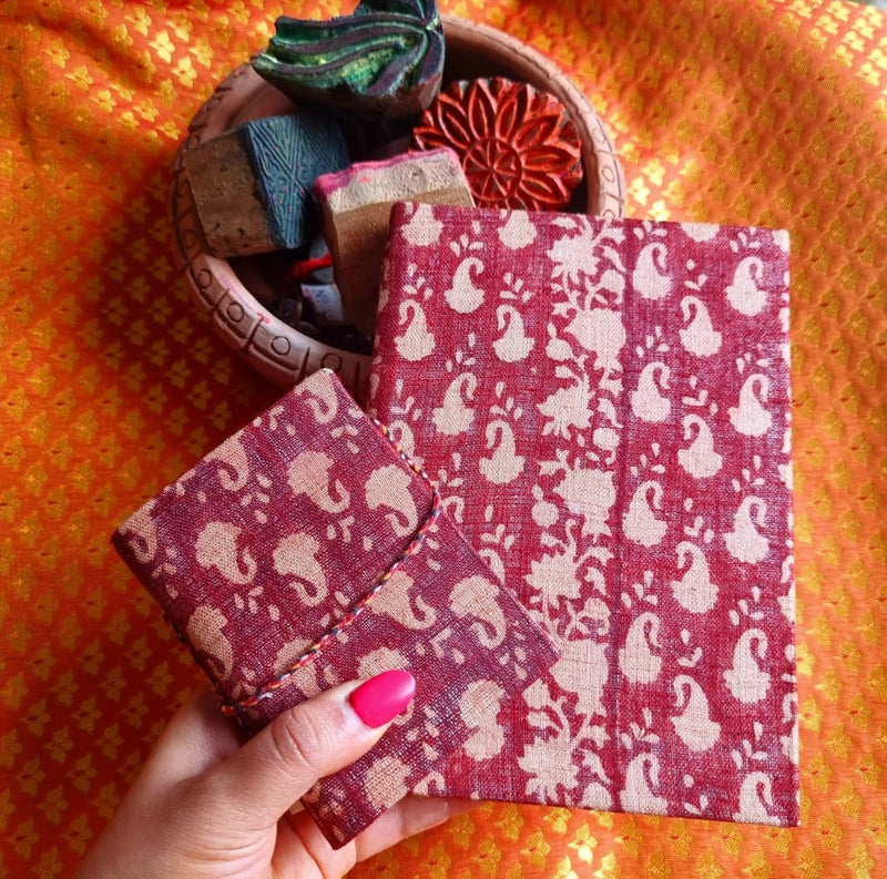 Buy Upcycled Handloom Fabric Journal-1 Pocket Diary and 1 Hardbound Diary | Shop Verified Sustainable Products on Brown Living
