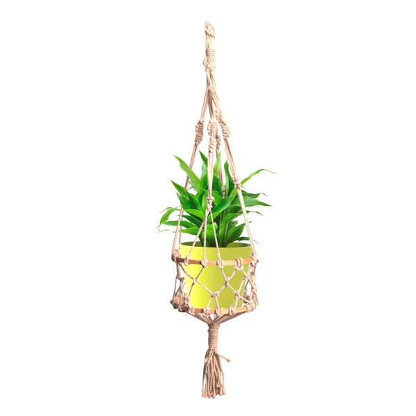 Buy Upcycled Handmade Planter In Cotton Macrame - Off White | Shop Verified Sustainable Pots & Planters on Brown Living™
