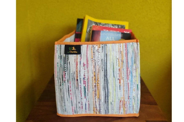 Buy Upcycled Handwoven Collapsible Storage Box - Medium | Shop Verified Sustainable Organisers on Brown Living™