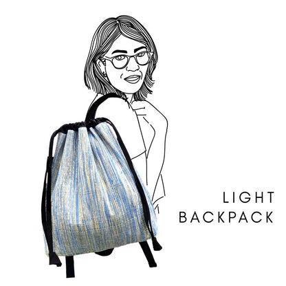 Upcycled Handwoven Golden Blue Shimmer Light Back Pack | Verified Sustainable by Brown Living™