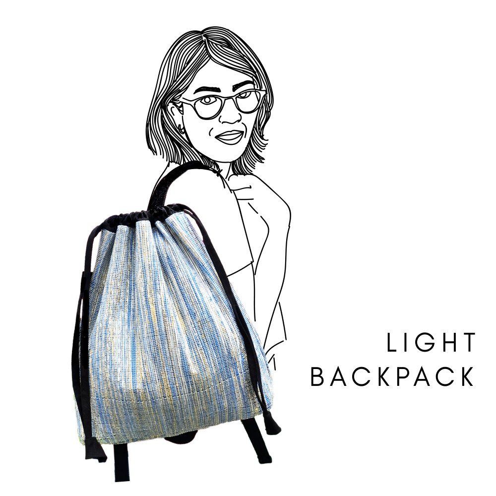 Upcycled Handwoven Golden Shimmer Budhani Light Back Pack | Verified Sustainable by Brown Living™