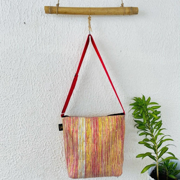 Buy Upcycled Handwoven Jhola With Zip Tote | Shop Verified Sustainable Tote Bag on Brown Living™
