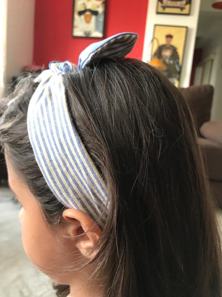 Buy Upcycled Kid's Blue Stripe Turban Hairband | Shop Verified Sustainable Products on Brown Living