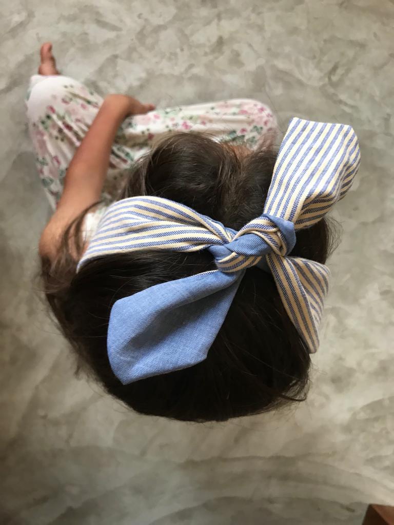 Buy Upcycled Kid's Blue Stripe Turban Hairband | Shop Verified Sustainable Products on Brown Living