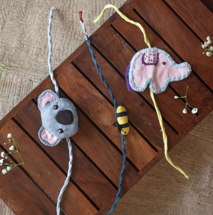 Upcycled Koala Hand Stitched Kids Rakhi | Verified Sustainable by Brown Living™