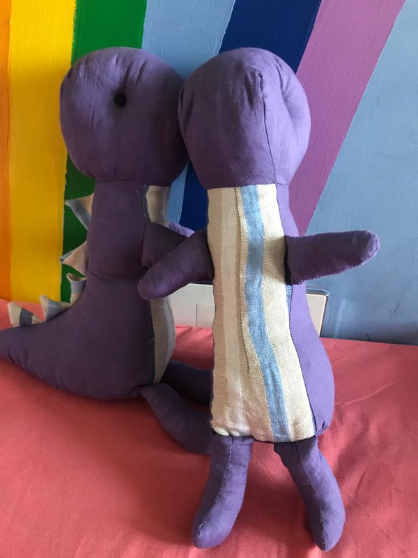 Buy Upcycled Lavender Dinosaur Doll made with Fabric Scraps | Shop Verified Sustainable Sports & Games on Brown Living™
