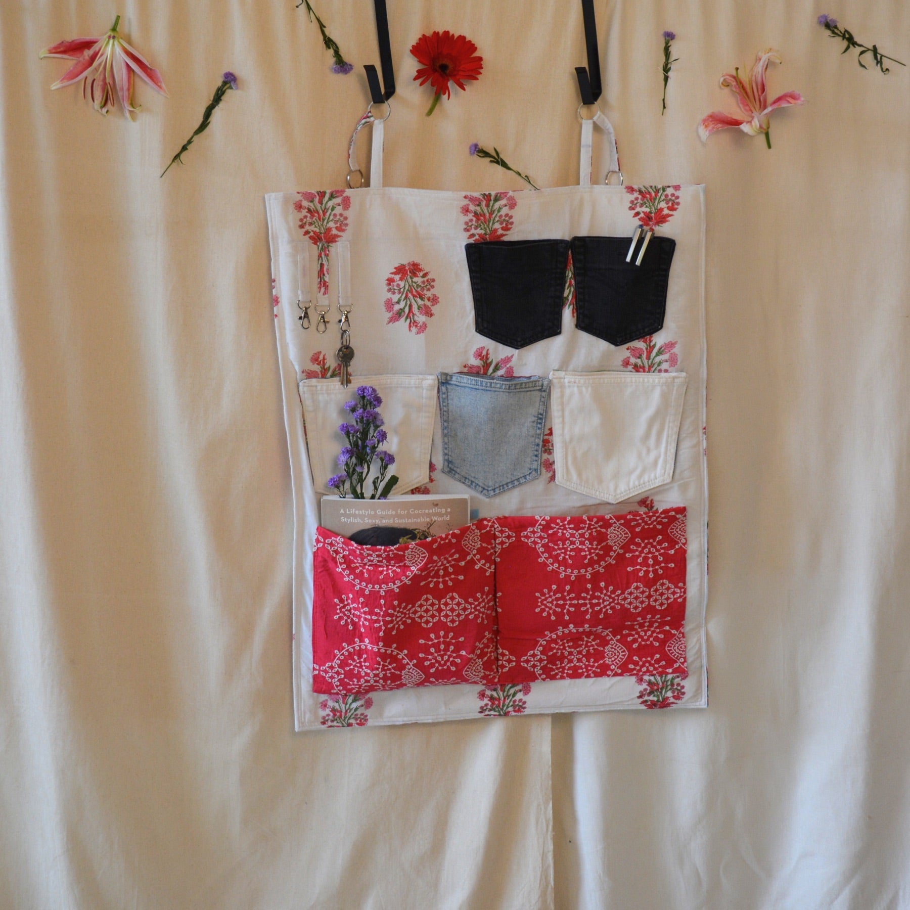 Upcycled Lookie Here Behind The Door Organiser - Floral | Verified Sustainable by Brown Living™