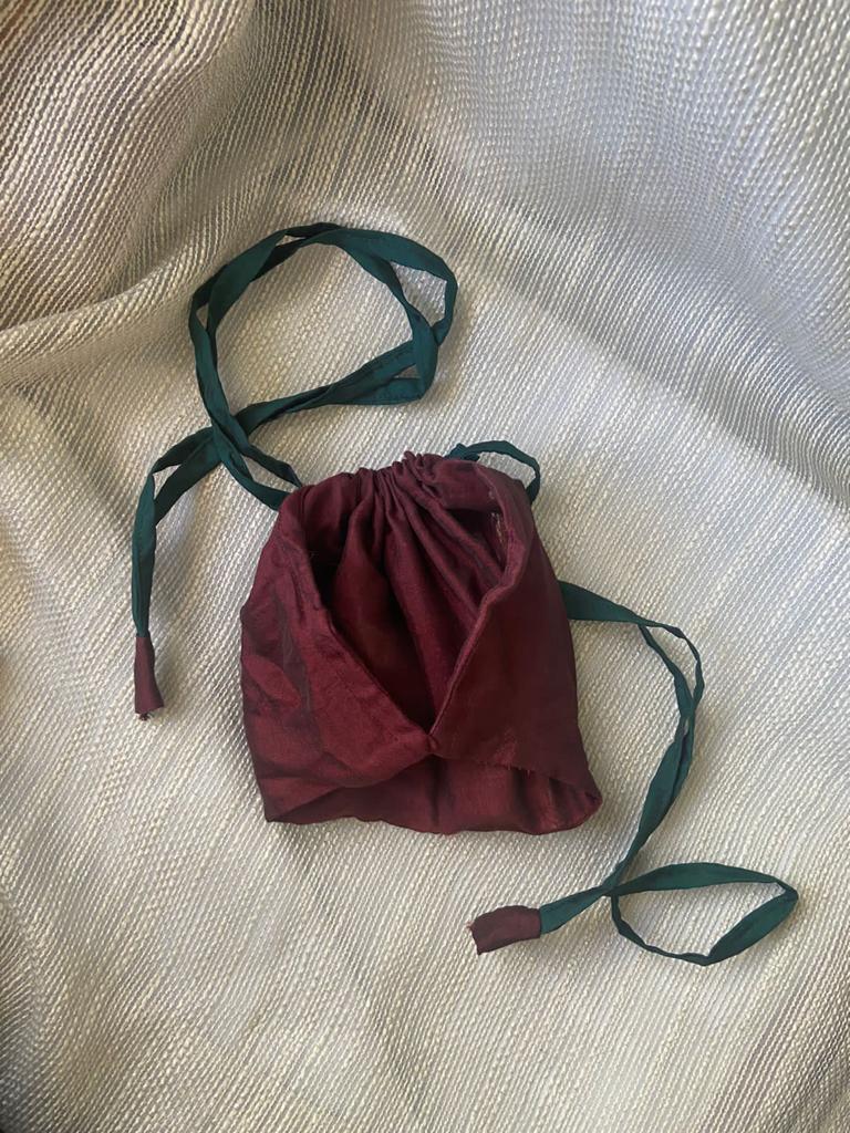 Buy Upcycled Maroon Silk Japanese Gifting Bag | Shop Verified Sustainable Gift Bags on Brown Living™