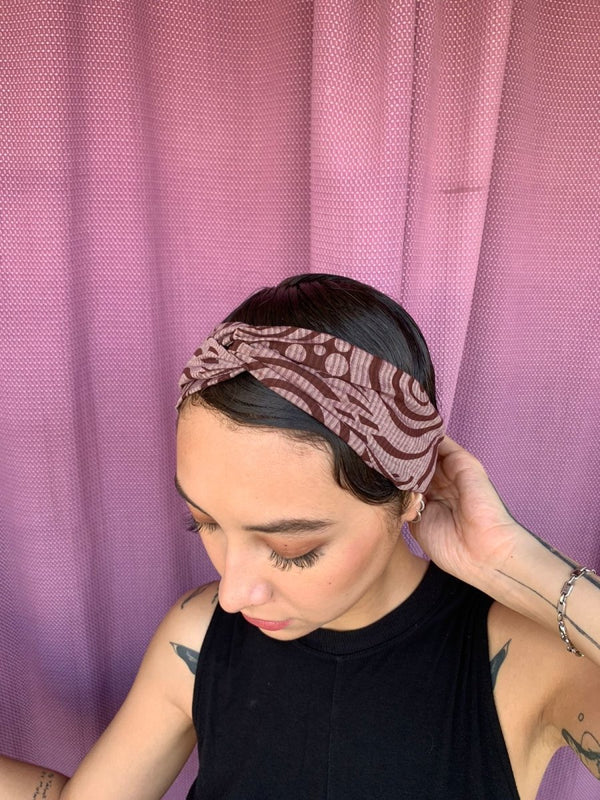 Buy Upcycled mauve floral Turban Hairband | Shop Verified Sustainable Womens Accessories on Brown Living™