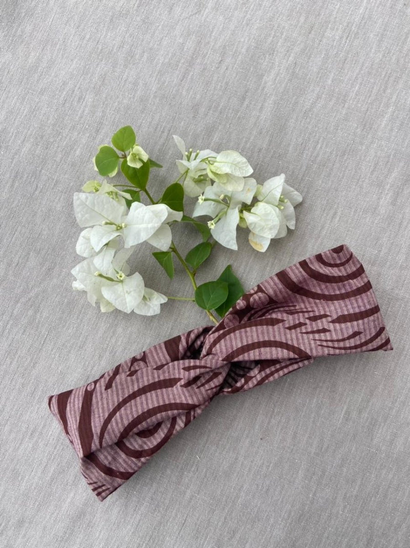 Buy Upcycled mauve floral Turban Hairband | Shop Verified Sustainable Womens Accessories on Brown Living™