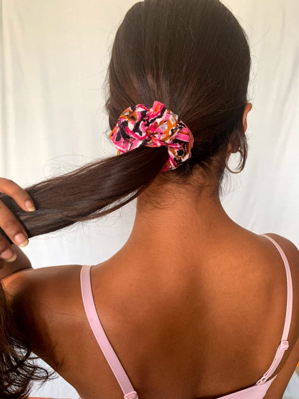 Buy Upcycled Pink Hair Tying Scrunchies - Set of 2 | Shop Verified Sustainable Products on Brown Living