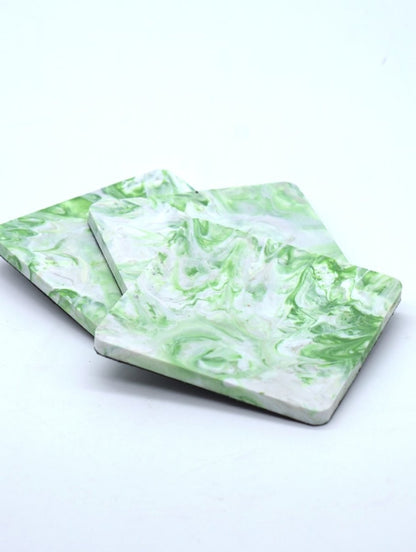Upcycled Plastic Coaster II Lime Green II Set of 4 | Verified Sustainable by Brown Living™