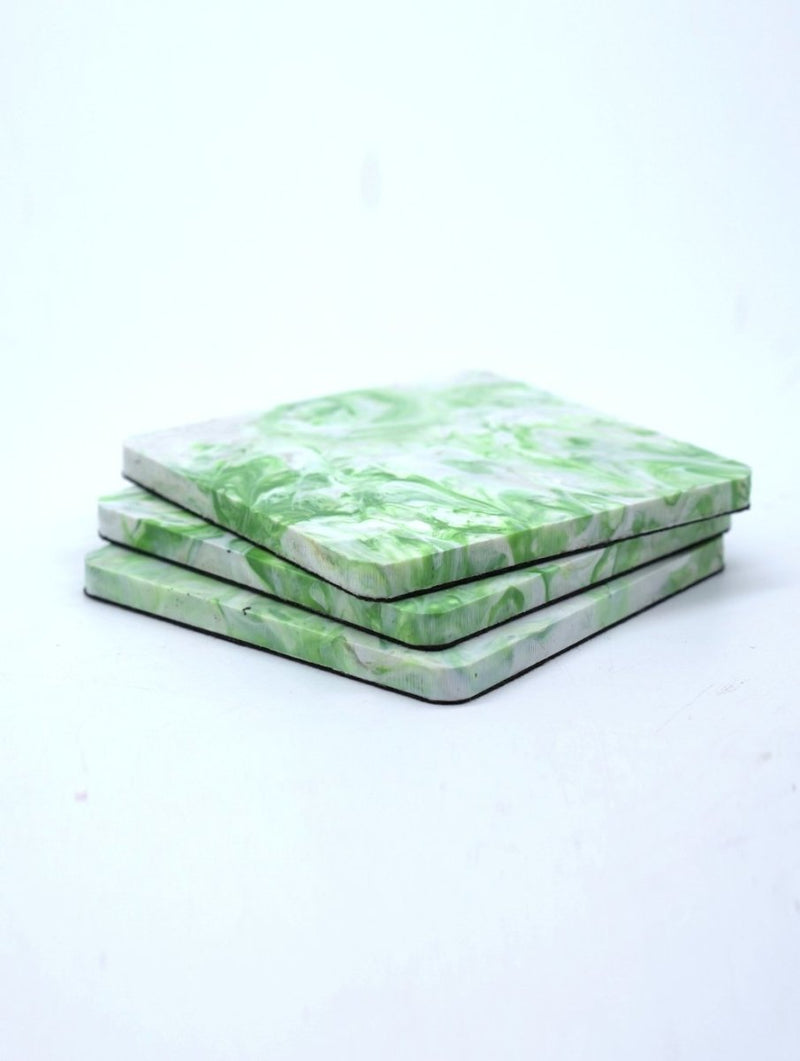 Buy Upcycled Plastic Coaster II Lime Green II Set of 4 | Shop Verified Sustainable Table Decor on Brown Living™