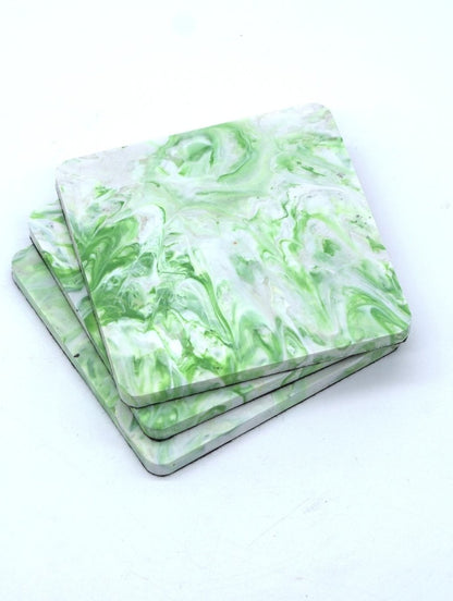 Upcycled Plastic Coaster II Lime Green II Set of 4 | Verified Sustainable by Brown Living™