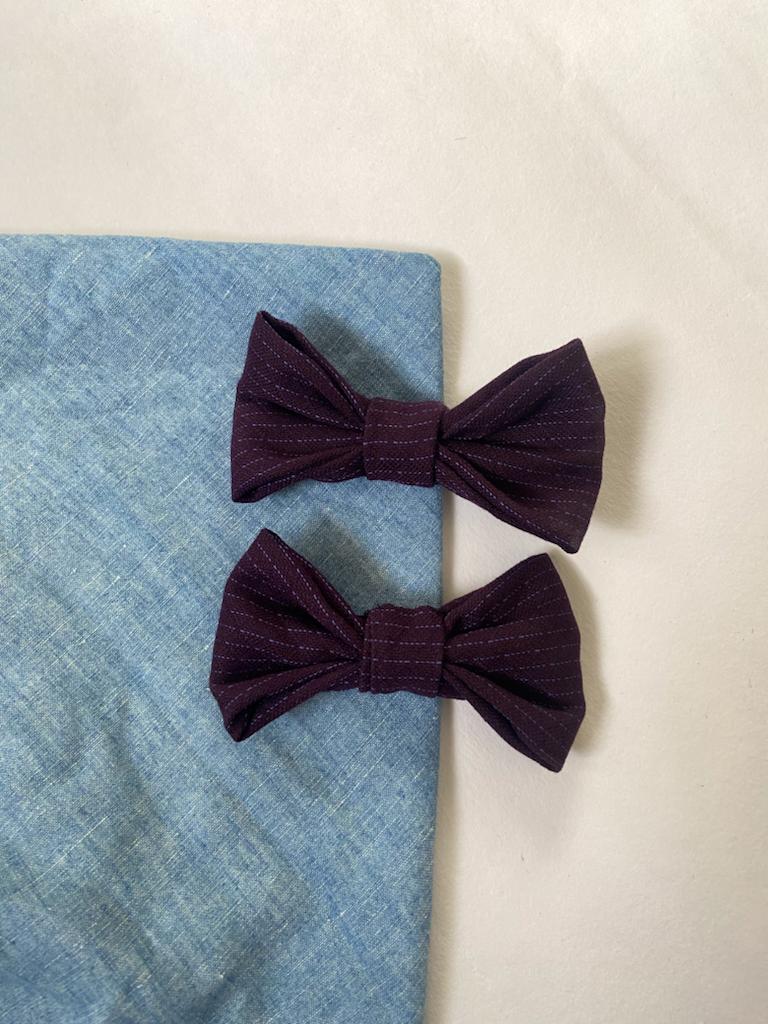 Buy Upcycled Purple Bow clip Set | Shop Verified Sustainable Hair Styling on Brown Living™