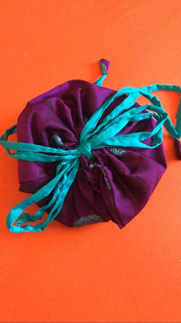 Buy Upcycled Purple Silk Japanese Gifting Bag | Shop Verified Sustainable Gift Bags on Brown Living™