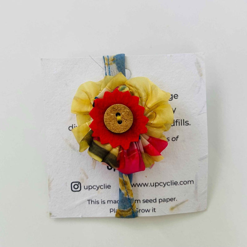 Upcycled Rakhi - Yellow with colours and Coconut button | Verified Sustainable by Brown Living™