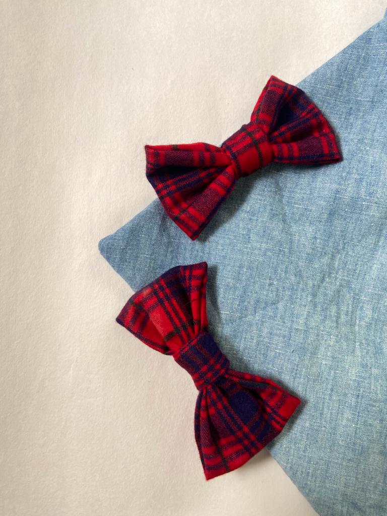 Buy Upcycled Red Bow clip Set | Shop Verified Sustainable Hair Styling on Brown Living™
