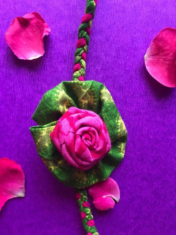 Buy Upcycled Rose Flower Braided Rakhi - Adult/ Kids | Shop Verified Sustainable Rakhi on Brown Living™
