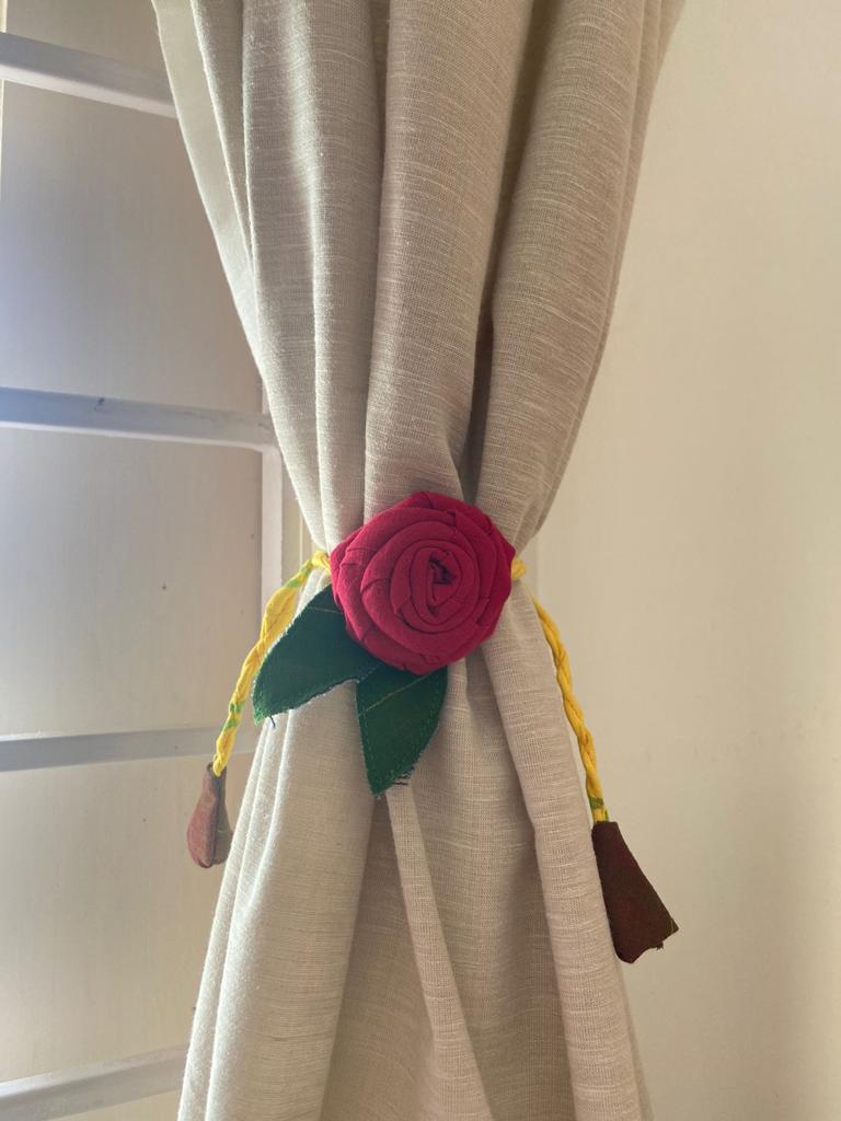 Buy Upcycled Rose flower curtain tie set | Shop Verified Sustainable Curtains on Brown Living™