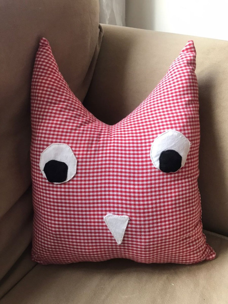 Buy Upcycled Stuffed red white checks Owl Doll | Shop Verified Sustainable Products on Brown Living
