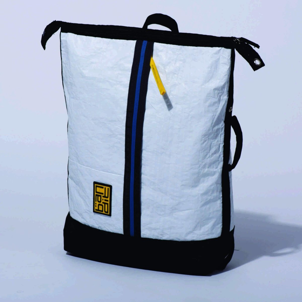 Upcycled Tarpaulin Laptop Backpack - White | Verified Sustainable by Brown Living™