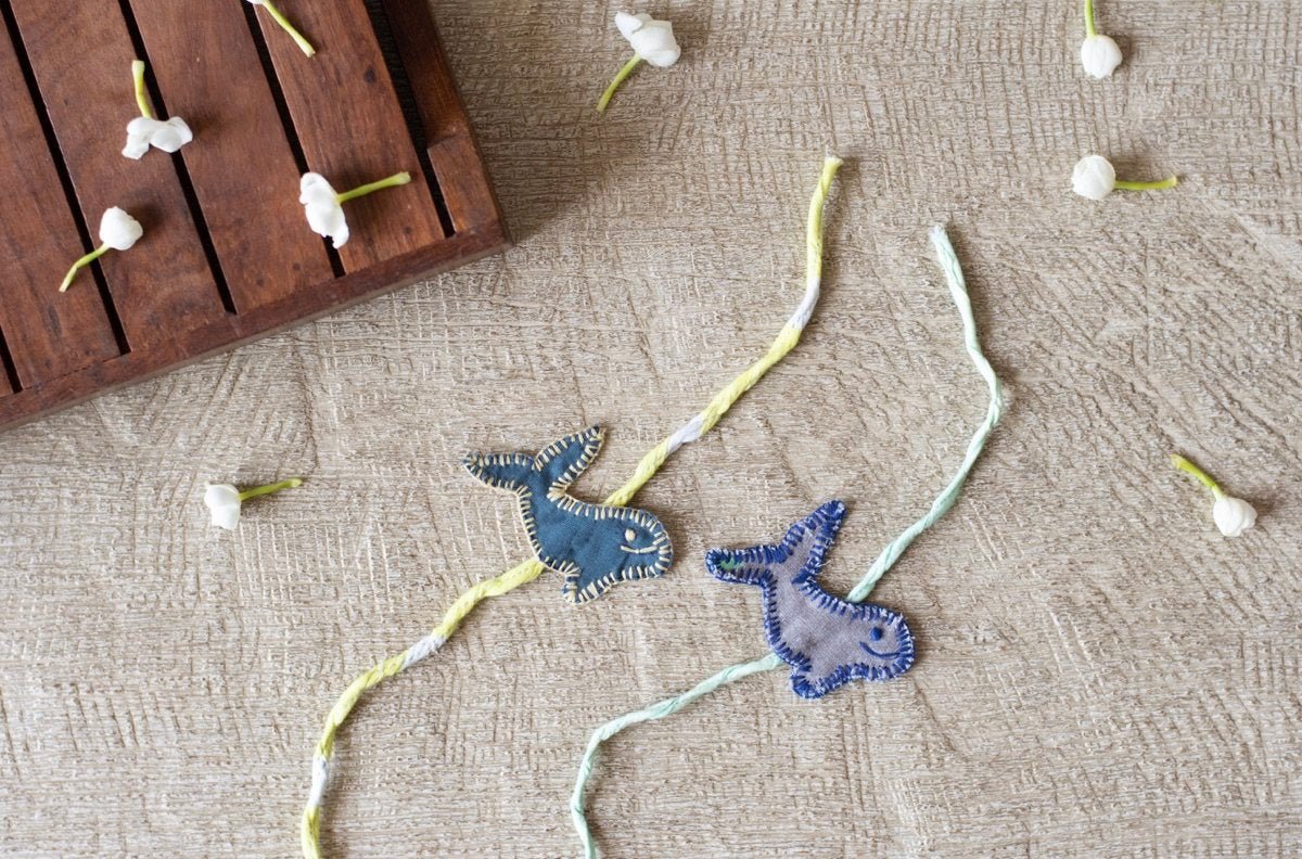 Upcycled Whale Hand Embroidered Kids Rakhi | Verified Sustainable by Brown Living™