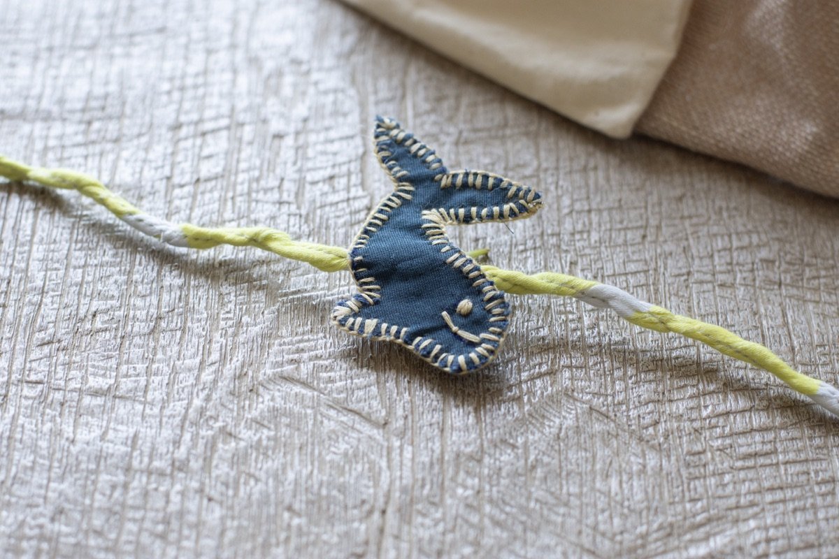 Upcycled Whale Hand Embroidered Kids Rakhi | Verified Sustainable by Brown Living™