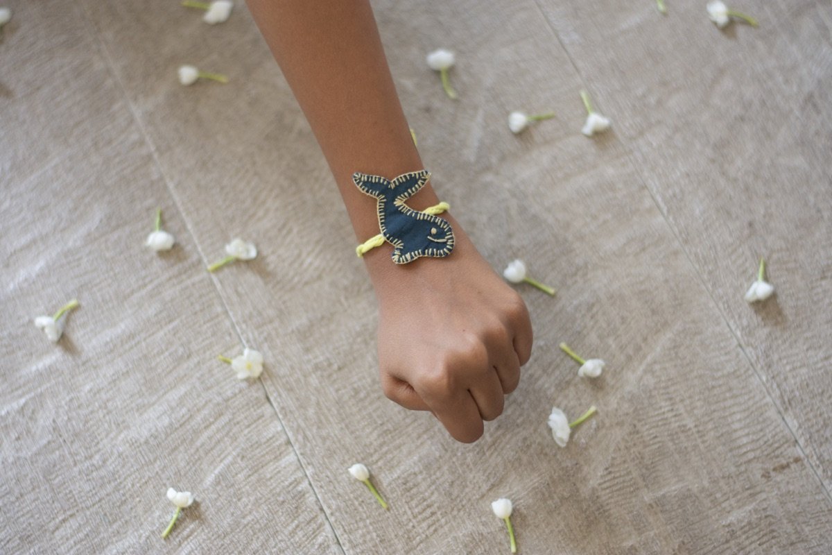 Upcycled Whale Hand Embroidered Kids Rakhi | Verified Sustainable by Brown Living™