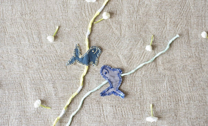 Upcycled Whale Hand Embroidered Kids Rakhi | Verified Sustainable by Brown Living™