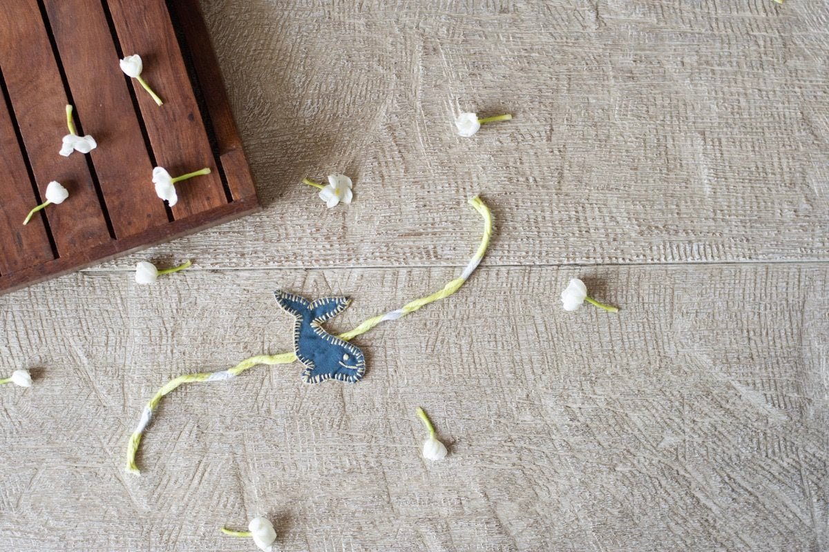 Upcycled Whale Hand Embroidered Kids Rakhi | Verified Sustainable by Brown Living™