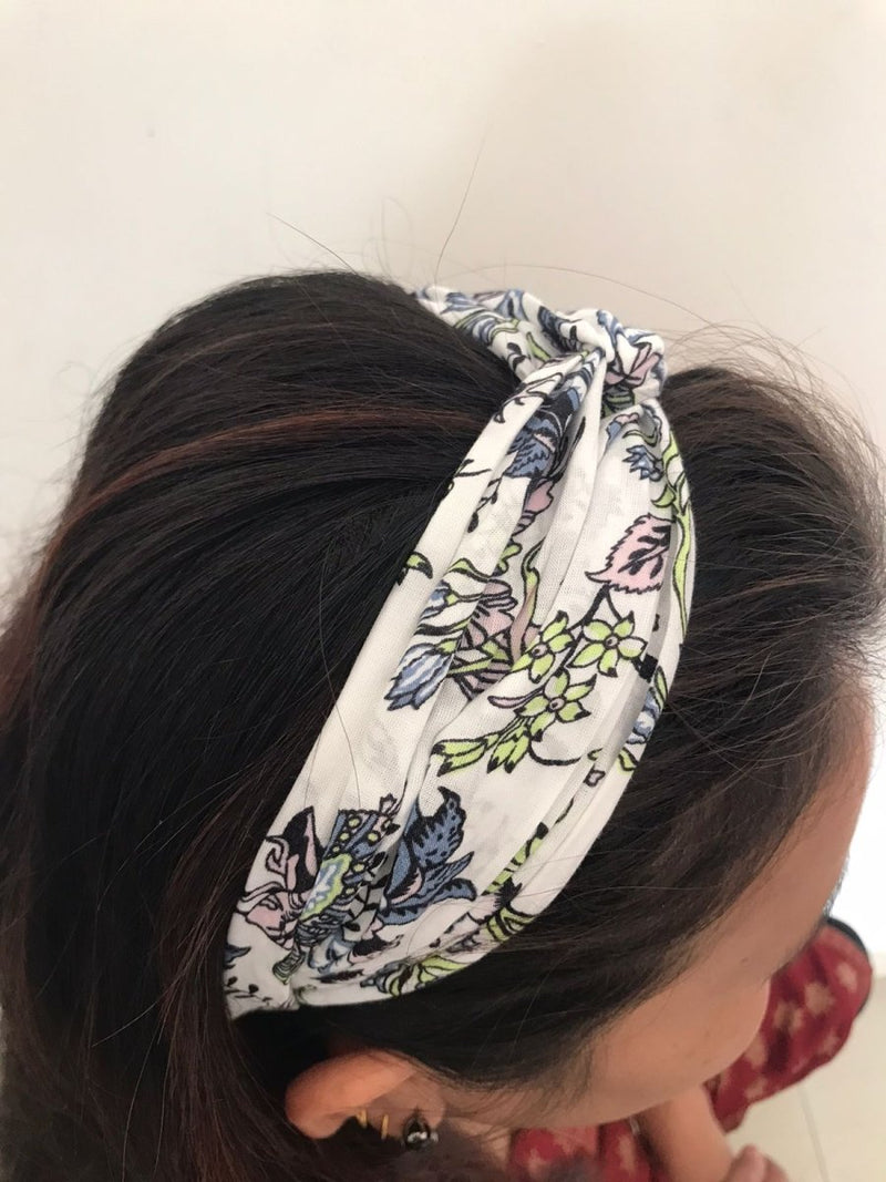 Buy Upcycled White Floral Turban Hairband | Shop Verified Sustainable Womens Accessories on Brown Living™