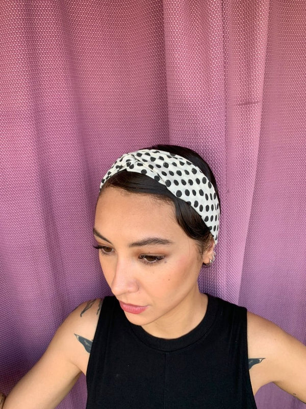 Buy Upcycled white Grey Turban Hairband | Shop Verified Sustainable Womens Accessories on Brown Living™