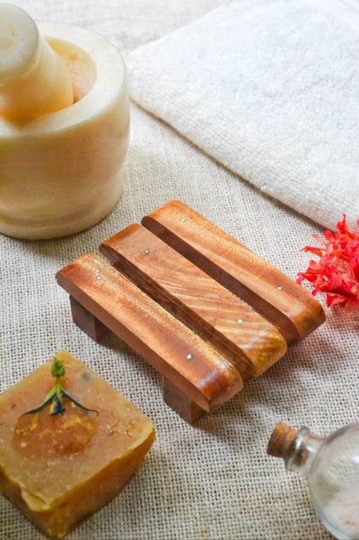 Upcycled Wooden Soap Dish - Pack of 2 – Bath Accessories on Brown Living™. SKU: 076 - 11060 - AS - WSD - 001. Img 3.