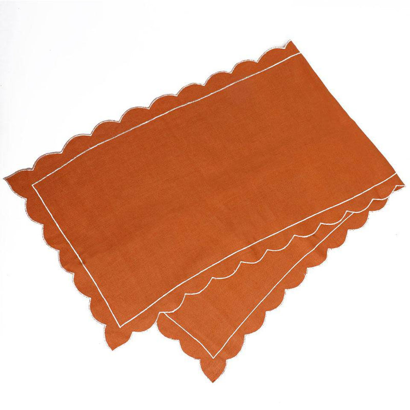 Buy Urwar - Pure Hemp Hand-embroidered Table Runner | Rustic Orange | Shop Verified Sustainable Products on Brown Living