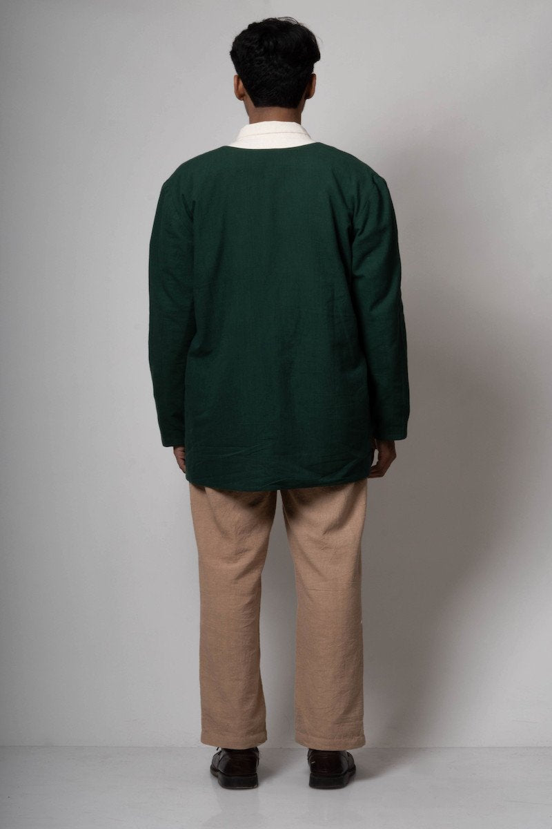 V - Neck Jacket | Green colour | Verified Sustainable by Brown Living™