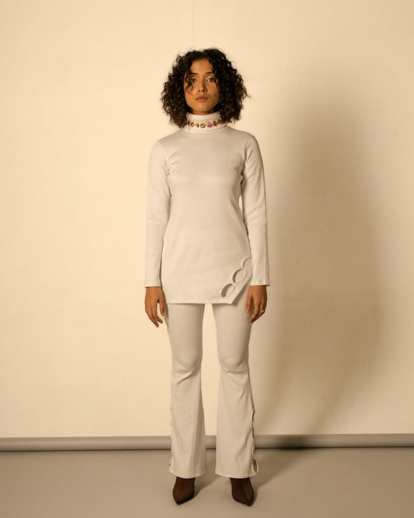 Valentina Pants - Flared Pants With Cut - Out Detail | White | Verified Sustainable by Brown Living™