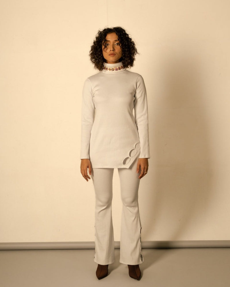 Buy Valentina Co-ord Set with Cut Out Detail | Asymmetrical | White | Shop Verified Sustainable Products on Brown Living