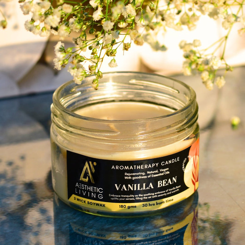 Buy Vanilla Bean 3 Wick Soy Wax Candle I 30 hr burn, 180 gms | Shop Verified Sustainable Products on Brown Living