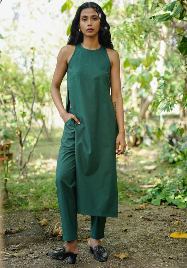 Buy Vanya maxi slit top | Green slit top | Shop Verified Sustainable Products on Brown Living