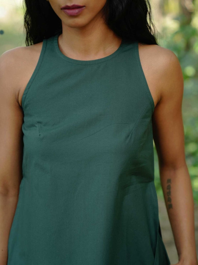 Buy Vanya maxi slit top | Green slit top | Shop Verified Sustainable Products on Brown Living
