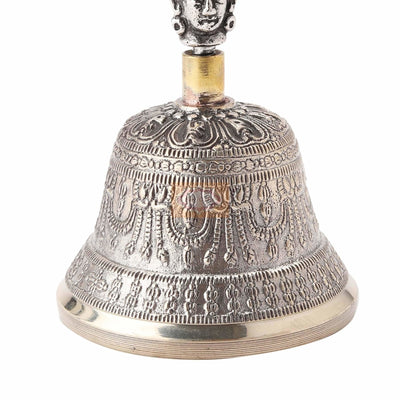 Vastu Feng Shui Spiritual Brass Tibetan Singing OM Bell – Decor & Artefacts on Brown Living™. SKU: 1212. Img 4.