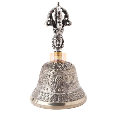 Vastu Feng Shui Spiritual Brass Tibetan Singing OM Bell – Decor & Artefacts on Brown Living™. SKU: 1212. Img 1.