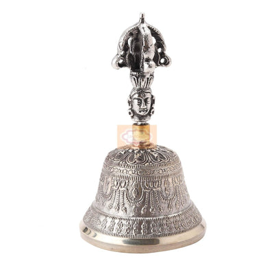 Vastu Feng Shui Spiritual Brass Tibetan Singing OM Bell – Decor & Artefacts on Brown Living™. SKU: 1212. Img 3.