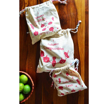 Vegetable Fridge Bags - Set of 3 - for Veggies, Roti, Sprouting & Paneer | Verified Sustainable by Brown Living™