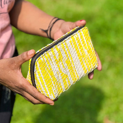 Vibrant Organizer Zip Bag | Small Size | Travel friendly | Light weight | Washable | Upcycled from plastic wrappers | Verified Sustainable by Brown Living™