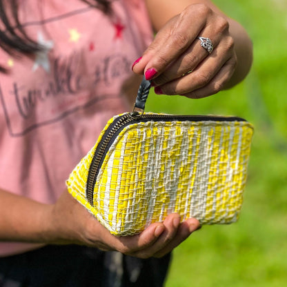 Vibrant Organizer Zip Bag | Small Size | Travel friendly | Light weight | Washable | Upcycled from plastic wrappers | Verified Sustainable by Brown Living™