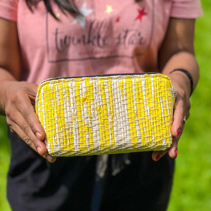 Vibrant Organizer Zip Bag | Small Size | Travel friendly | Light weight | Washable | Upcycled from plastic wrappers | Verified Sustainable by Brown Living™