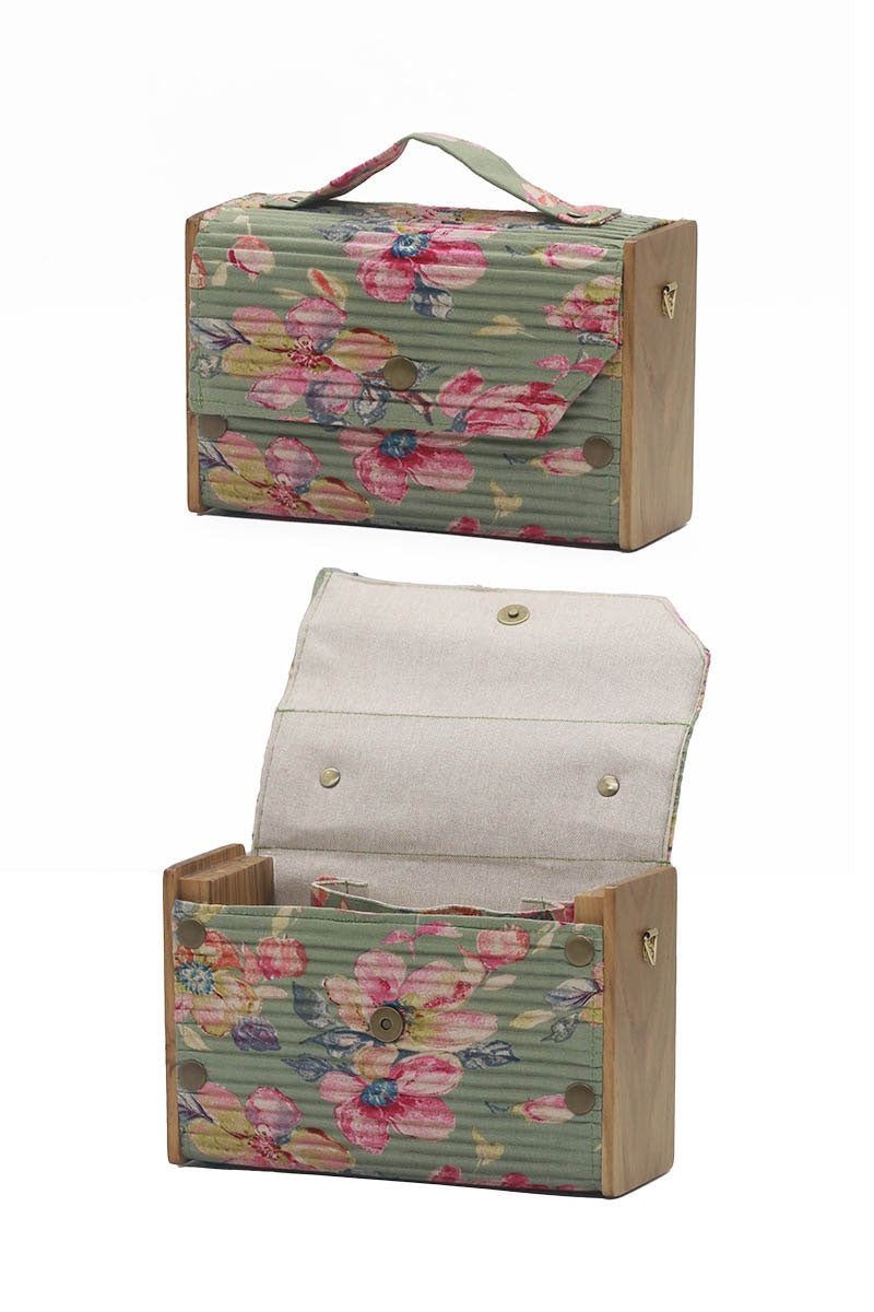 Vintage Blossom 4 in 1 Box Clucth | Verified Sustainable Womens Wallet on Brown Living™